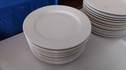10 large white dinner plates 
W31cm.