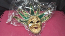 Venetian Masquerade joker green and gold tones