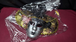 Black-gold-pink Jester masquerade mask 