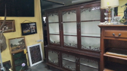 A Large Victorian Glazed Dresser with 3 doors on the base with some Carving .
H196cm. W183cm.