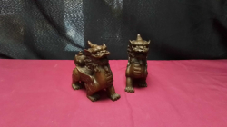 A Pair of Chinese Bronze dogs of FO.
H11 W10cm.
