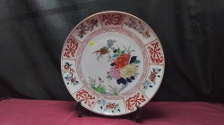 A Large hand painted plate on a stand. 
H5 W34cm.