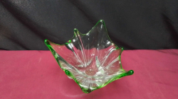 A Nice green crystal vase. 
H16 W20cm.