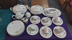 A Nice 33 piece tea set and Tureens and dinner plates. 