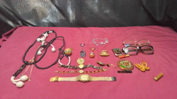 Box of accessories with two not working watch. 