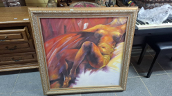 A Gilt framed oil on canvas of a lady. Dimensions 96x96 cm