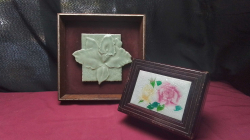 Vintage music- jewelry box with Ceramic Orchid &storage. 