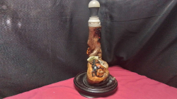 Handmade table Lamp salamander-themed carved decor.