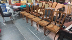 6 nice rush seat kitchen dining chair.