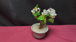 Vintage Chinese white Jade Bonsai Tree Asian Flower Celadon pot (small)