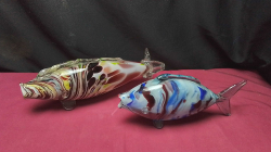 2 Murano glass fish.
5x30x13cm.