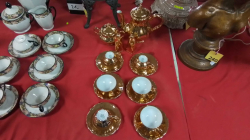 A Gilded finish coffee set mid Century German (16 piece)