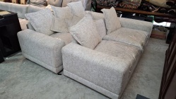 2 set of 2 Seater Beige Fabric Sofa with pillow back. Dimension: 210-230 cm Lengh, 100 cm Width  70 cm High