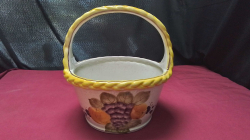 Pottery basket with fruit and flower mottift 