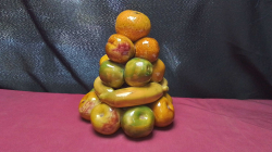 Glazed ceramic fruit stack.
26x18cm.
