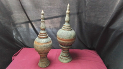 2x Thai ceremonial vrhs or Pedestal Jar stupa style. 