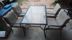 A Lovely outside Alloy table with cushions 